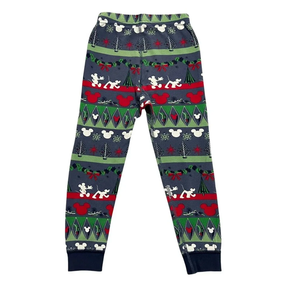 Hanna Andersson + Disney Sz 100 (4Y) Mickey Mouse Fair Isle Christmas Pajamas
